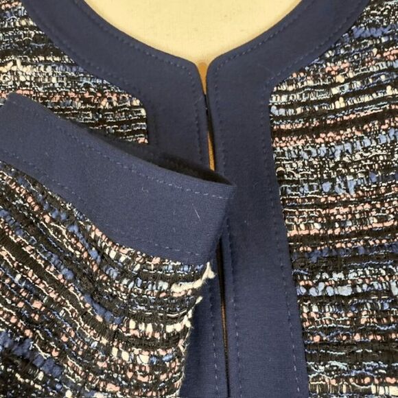 Diane Von Furstenberg Alberta Jacket Navy Multicolor Tweed Size 8 - Picture 4 of 14